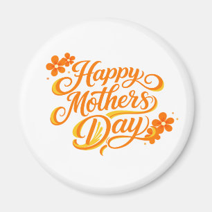 Einfaches Happy Mother's Day Florale Kalligrafie Magnet