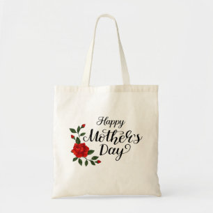 Einfaches Happy Mother's Day Florale Kalligrafie Tragetasche