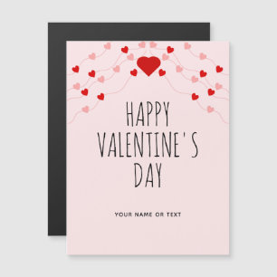 Einfaches Happy Valentines Day Rosa String Herz Magnetkarte