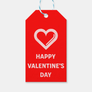 Einfaches Happy Valentine's Day White Heart on Red Geschenkanhänger