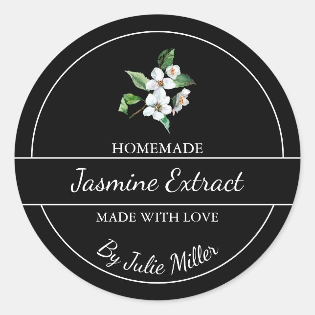 Einfaches, hausgemachte Jasmine-Extraktionslabel Runder Aufkleber (Vorderseite)