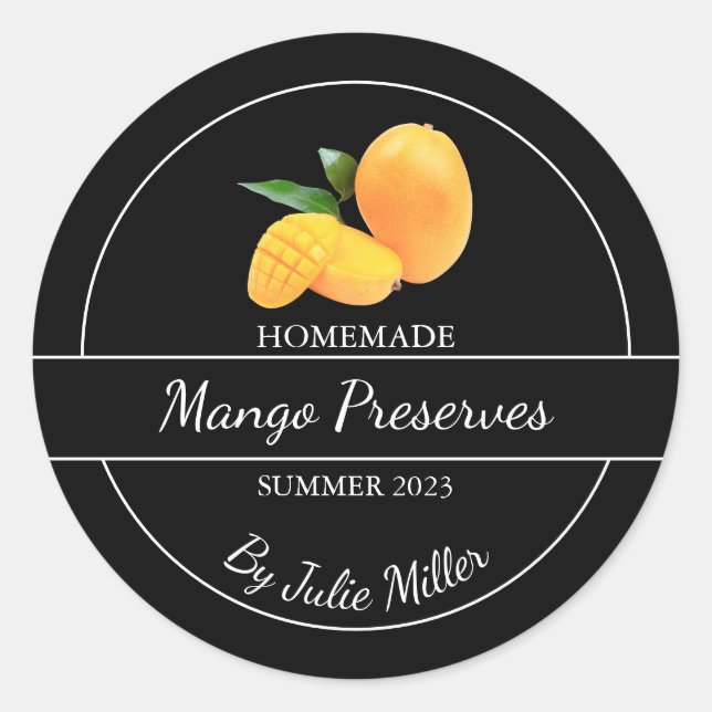 Einfaches, hausgemachte Mango-Reserven-Label Runder Aufkleber (Vorderseite)