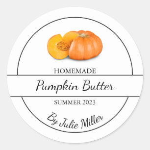 Einfaches, hausgemachte Pumpkammbutter-Etikett Runder Aufkleber