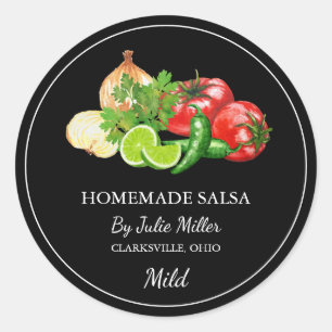 Einfaches, hausgemachte Tomatensalsa-Label Runder Aufkleber