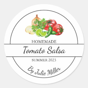 Einfaches, hausgemachte Tomatensalsa-Label Runder Aufkleber