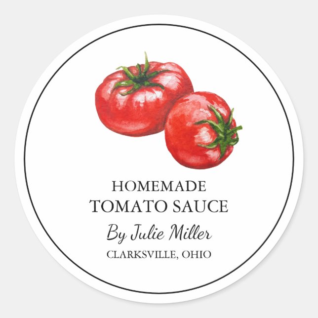Einfaches, hausgemachte Tomato Sauce Label Runder Aufkleber (Vorderseite)