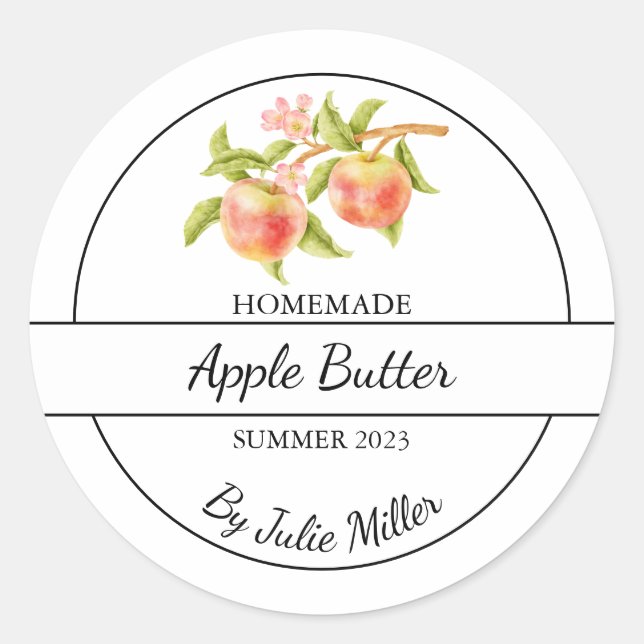 Einfaches hausgemachtes Applet-Butterlabel Runder Aufkleber (Vorderseite)