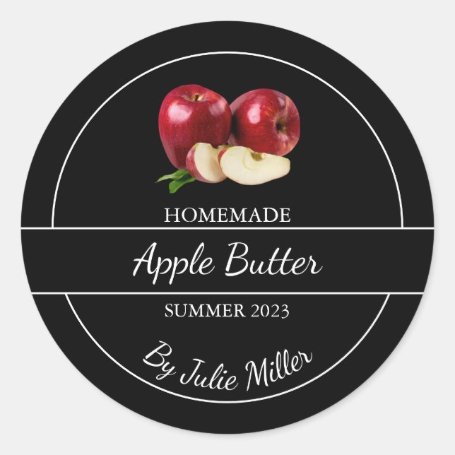 Einfaches hausgemachtes Applet-Butterlabel Runder Aufkleber (Vorderseite)