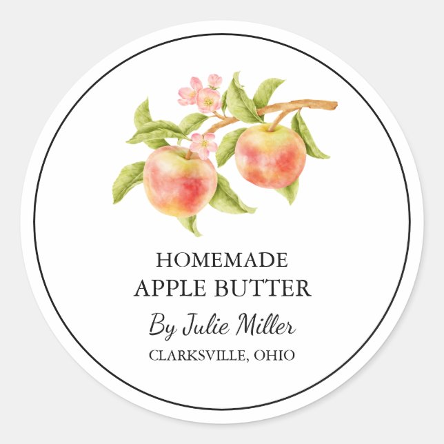 Einfaches hausgemachtes Applet-Butterlabel Runder Aufkleber (Vorderseite)