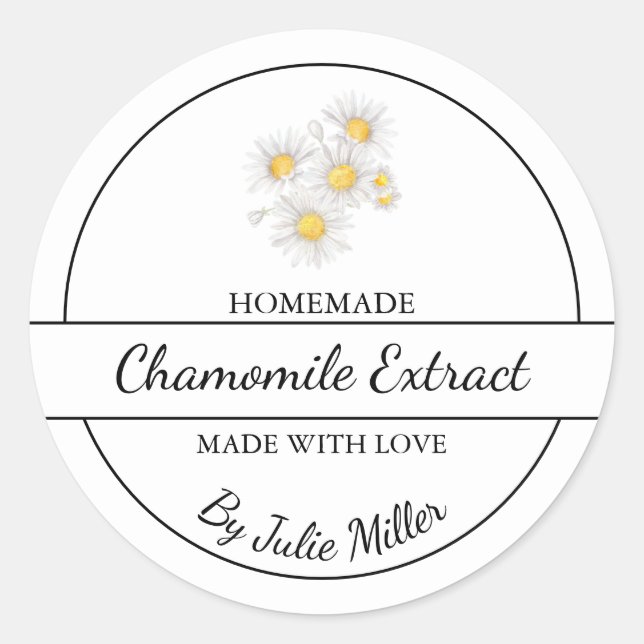 Einfaches, hausgemachtes Chamomile Extract-Label Runder Aufkleber (Vorderseite)