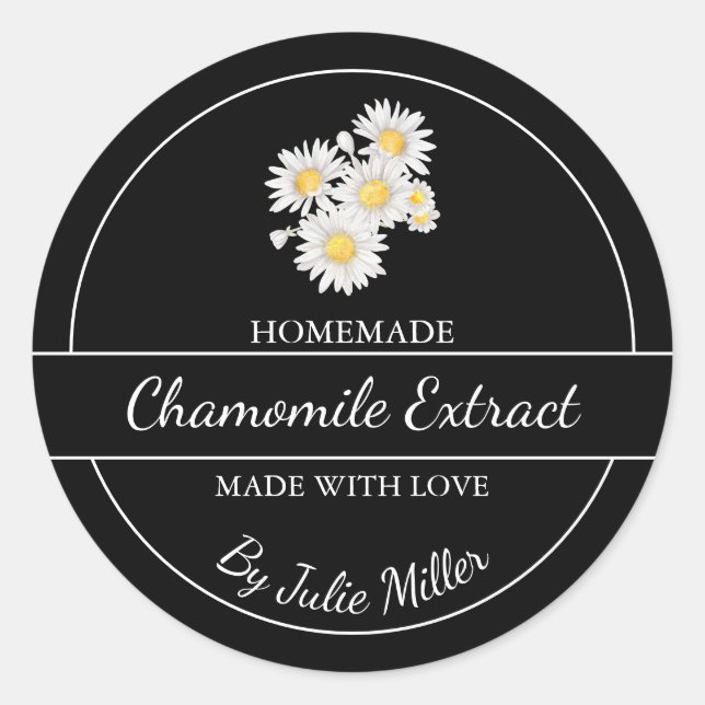 Einfaches, hausgemachtes Chamomile Extract-Label Runder Aufkleber (Vorderseite)