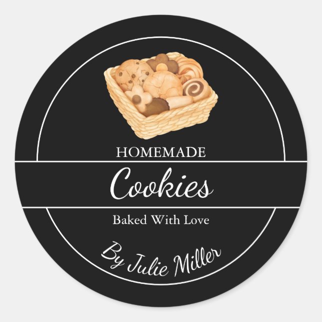 Einfaches, hausgemachtes Cookie-Label Runder Aufkleber (Vorderseite)
