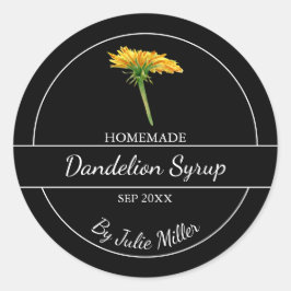 Einfaches hausgemachtes Dandelion Sirup Label | Sc Runder Aufkleber