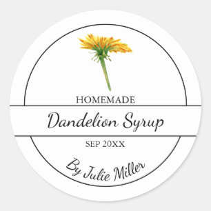 Einfaches hausgemachtes Dandelion Sirup Label   we Runder Aufkleber