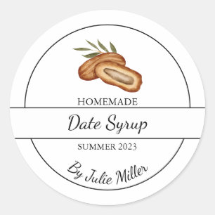 Einfaches hausgemachtes Date Fruchtsirup-Label Runder Aufkleber