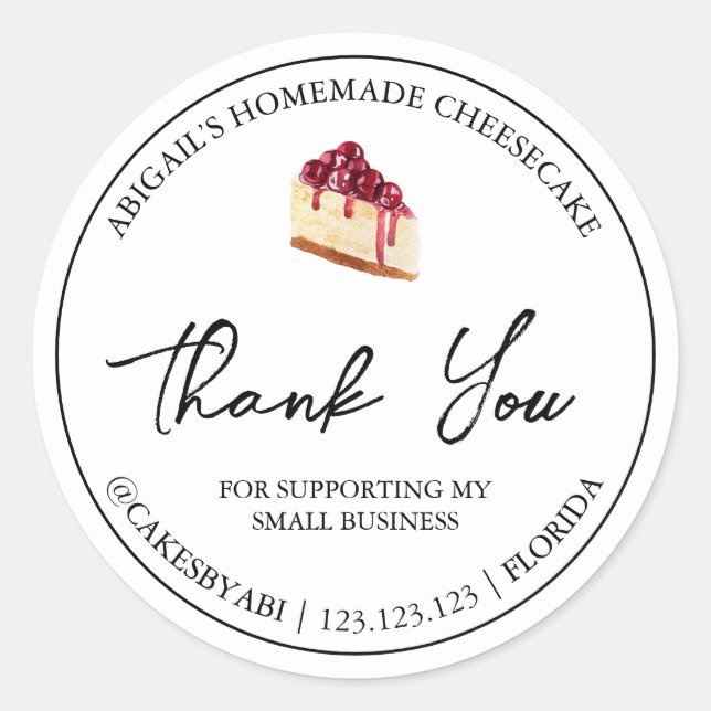Einfaches hausgemachtes Dessert Cheesecake Danke L Runder Aufkleber (Vorderseite)