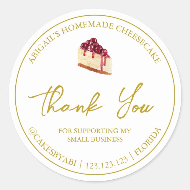 Einfaches hausgemachtes Dessert Cheesecake Danke L Runder Aufkleber (Vorderseite)