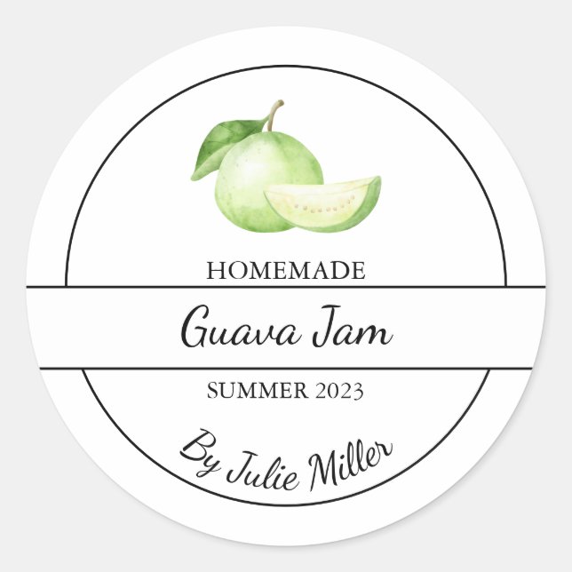 Einfaches, hausgemachtes Guava-Jam-Label Runder Aufkleber (Vorderseite)