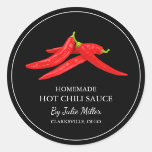 Einfaches hausgemachtes Hot Chili Sauce Label Runder Aufkleber