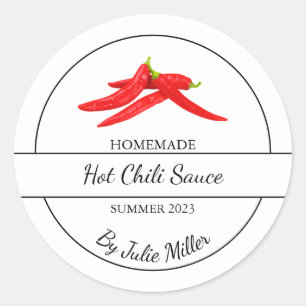 Einfaches hausgemachtes Hot Chili Sauce Label Runder Aufkleber