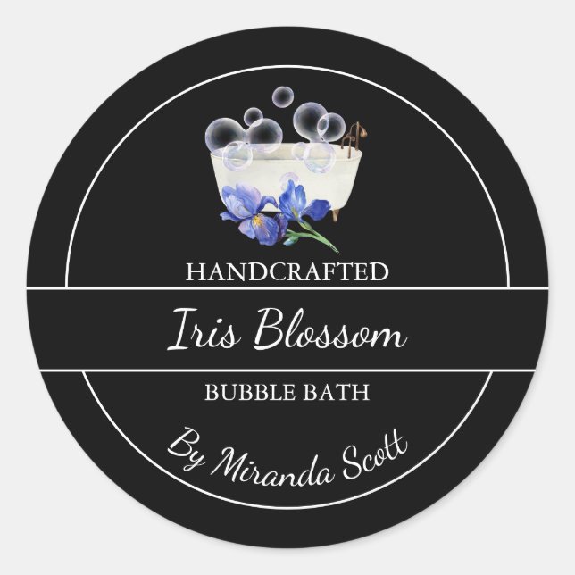 Einfaches hausgemachtes Iris-Blasen-Bath-Label Runder Aufkleber (Vorderseite)