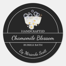 Einfaches, hausgemachtes Kamillenblasen-Badelabel Runder Aufkleber