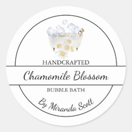 Einfaches, hausgemachtes Kamillenblasen-Badelabel Runder Aufkleber