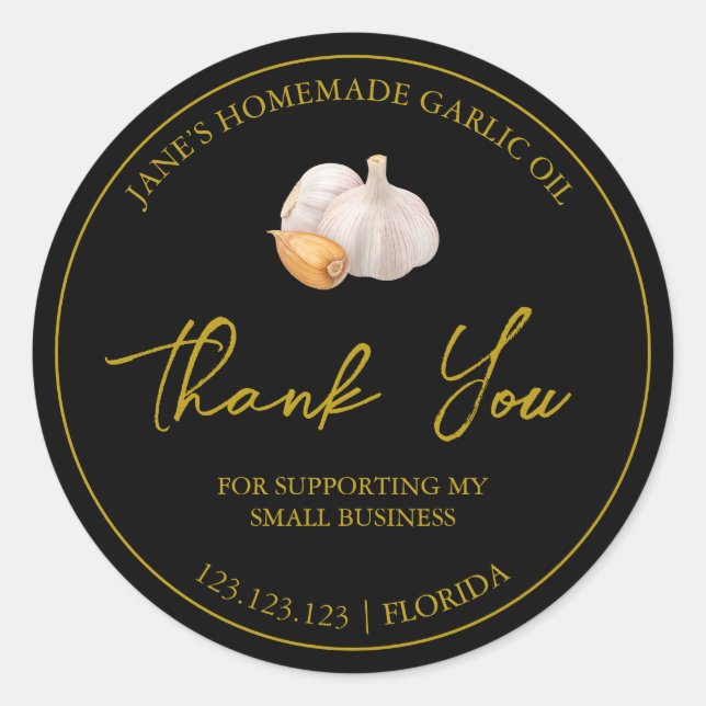 Einfaches, hausgemachtes Knoblauchöl-Gütesiegel Runder Aufkleber (Vorderseite)