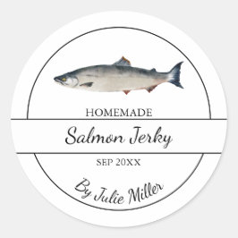 Einfaches hausgemachtes Lachs-Jerky-Label Runder Aufkleber