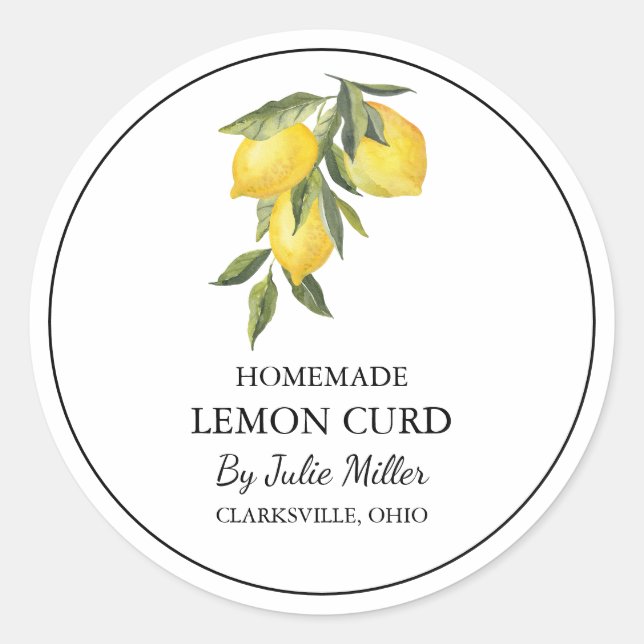 Einfaches hausgemachtes Lemon Curd Label Runder Aufkleber (Vorderseite)