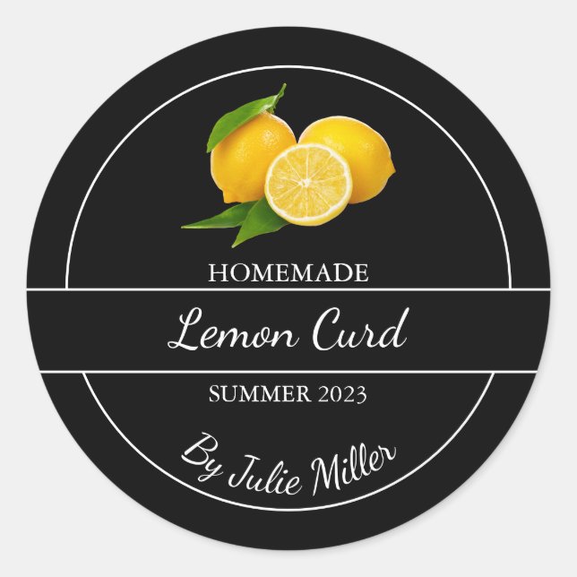 Einfaches hausgemachtes Lemon Curd Label Runder Aufkleber (Vorderseite)