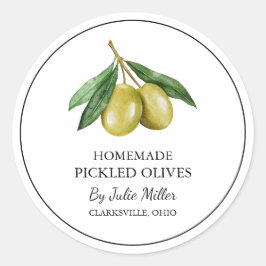 Einfaches hausgemachtes Olivenetikett Runder Aufkleber
