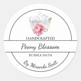 Einfaches, hausgemachtes Peony Bubath Label Runder Aufkleber