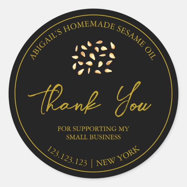 Einfaches, hausgemachtes Sesamöl-Gütezeichen Runder Aufkleber (Vorderseite)