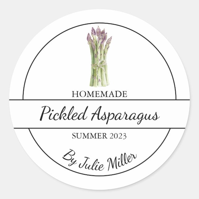 Einfaches hausgemachtes Spargel-Label Runder Aufkleber (Vorderseite)