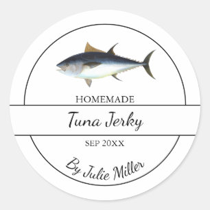 Einfaches hausgemachtes Thunfisch-Jerky-Label Runder Aufkleber