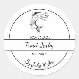 Einfaches, hausgemachtes Trout Jerky Label Runder Aufkleber