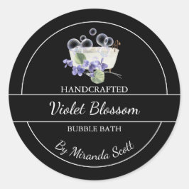 Einfaches hausgemachtes Violettbäderetikett Runder Aufkleber