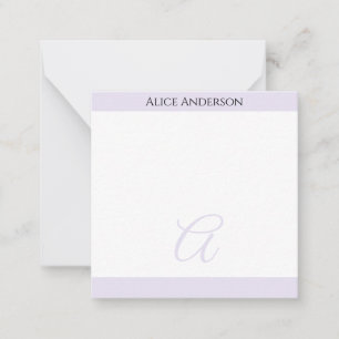 Einfaches Hell-Lavendel Chic Pastell Monogramm Min Mitteilungskarte