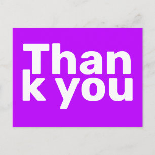 Einfaches Helles Lila Fett Modern Lebendiges Danke Postkarte