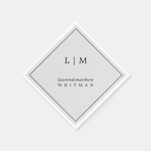 Einfaches hellgraues Monogramm Elegante Hochzeit Serviette