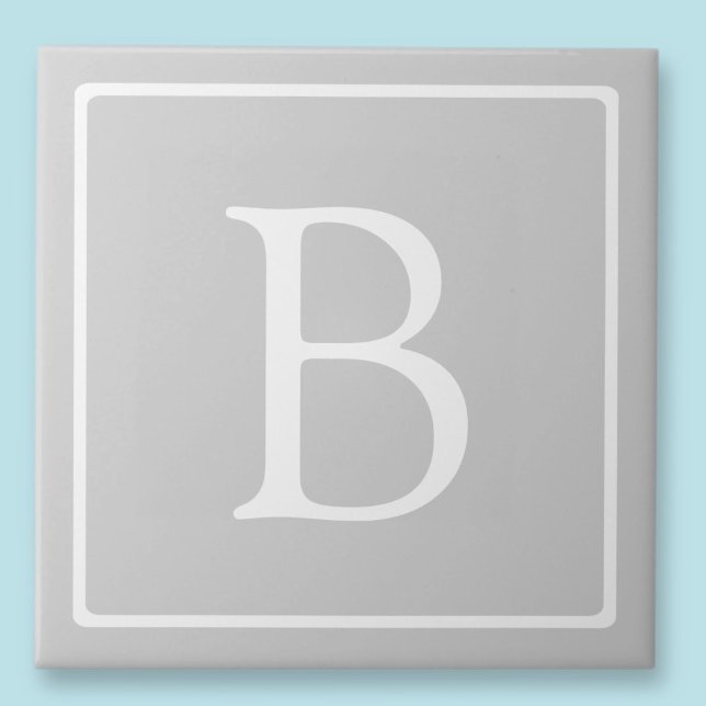 Einfaches hellgraues Monogramm Fliese (Von Creator hochgeladen)