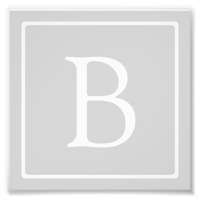 Einfaches hellgraues Monogramm Fotodruck (Vorne)