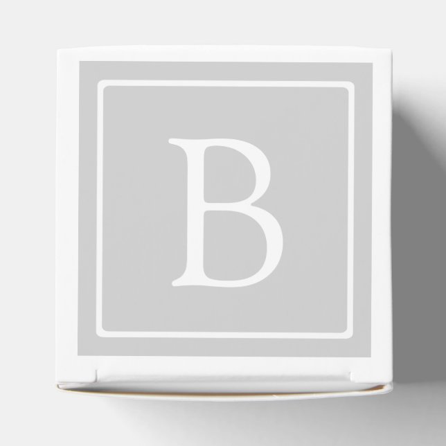 Einfaches hellgraues Monogramm Geschenkschachtel (Oben)