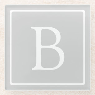 Einfaches hellgraues Monogramm Glasuntersetzer