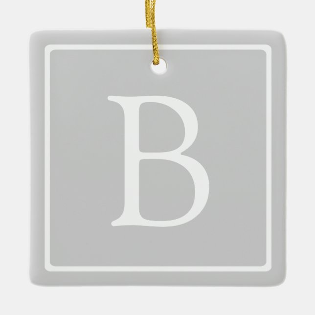 Einfaches hellgraues Monogramm Keramikornament (Vorderseite)