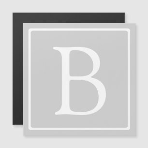 Einfaches hellgraues Monogramm Magneteinladung