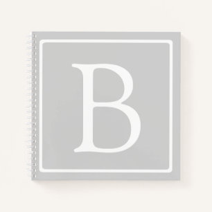 Einfaches hellgraues Monogramm Notizbuch