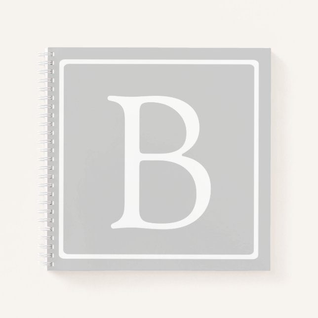 Einfaches hellgraues Monogramm Notizbuch (Vorderseite)