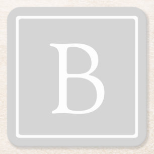 Einfaches hellgraues Monogramm Rechteckiger Pappuntersetzer